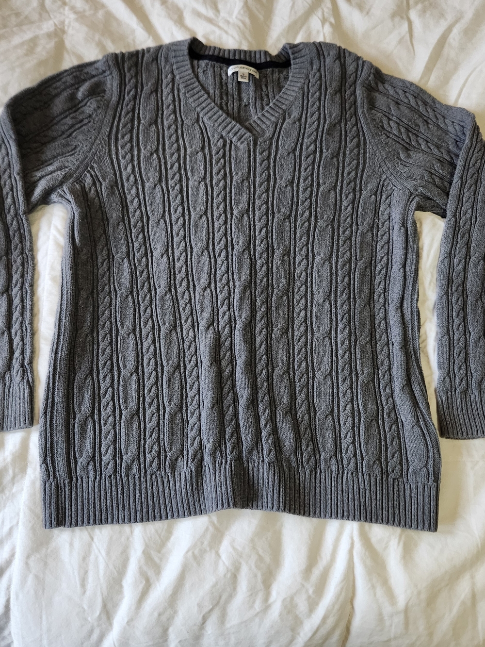 croft & barrow Charcoal Cable-Knit V-Neck Sweater